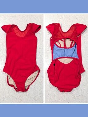 STRAPPY 5dancewear Five 5 PA Petite Small Gymnastics Dance Leotard CHRISTMAS RED